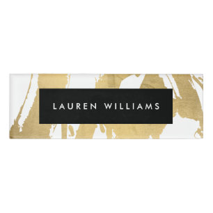 Badge D'identification Brochures Abstraites Faux Gold en blanc