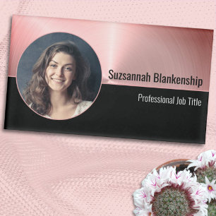 Badge D'identification Brossé métal rose Personnalisé Photo Professionnel