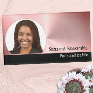 Badge D'identification Brossé métal rose Personnalisé Photo Professionnel