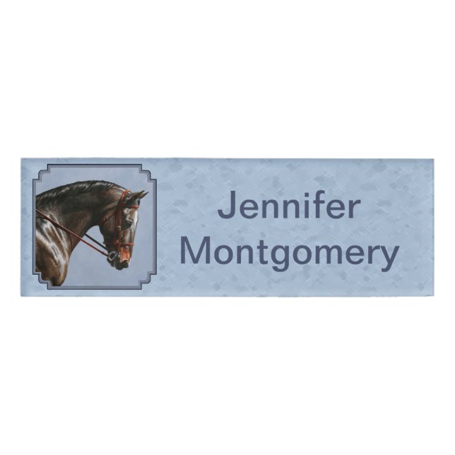Badge D'identification Brown Bay Oldenburg Horse Portrait (Devant)