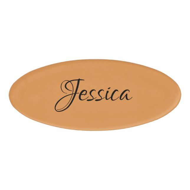 Badge D'identification Brown simple nom de script simple (Devant)