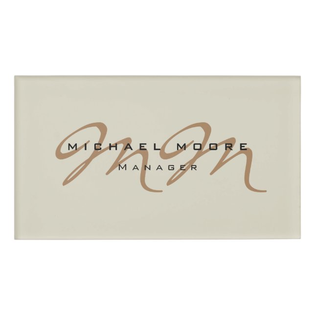 Badge D'identification Calligraphie classique Monogramme Pastel Couleur (Devant)