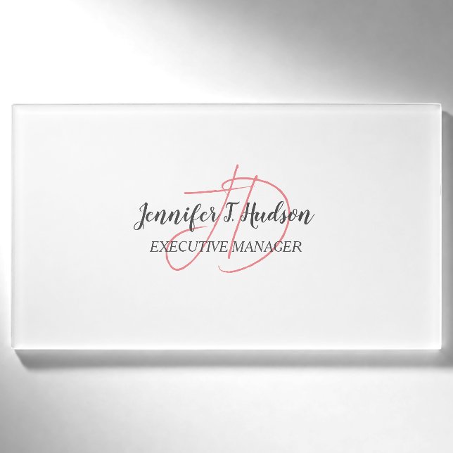 Badge D'identification Calligraphie classique tendance monogramme (Devant)
