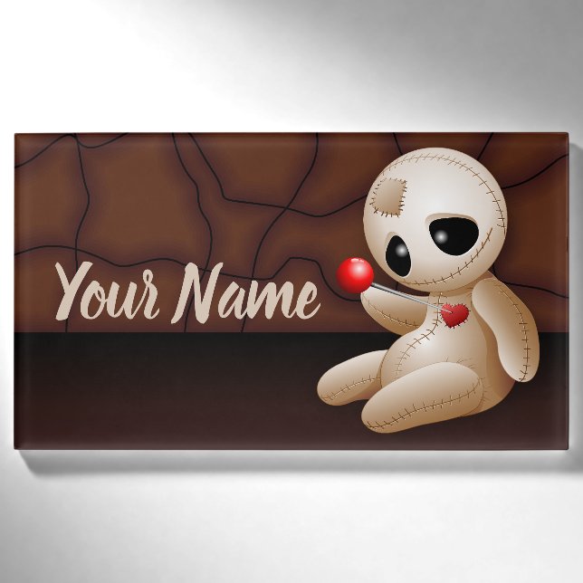 Badge D'identification Caricature de poupée vaudou en amour (Devant)