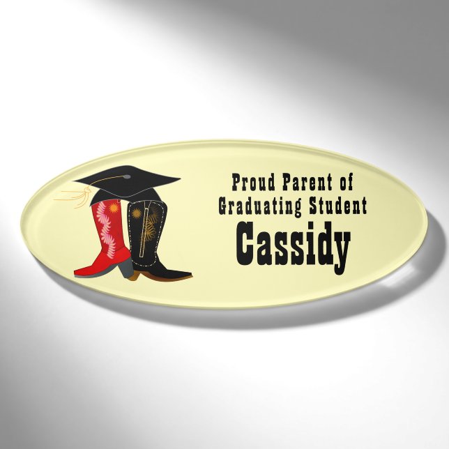 Badge D'identification Casquette diplômé Boots Cowboy (Devant)