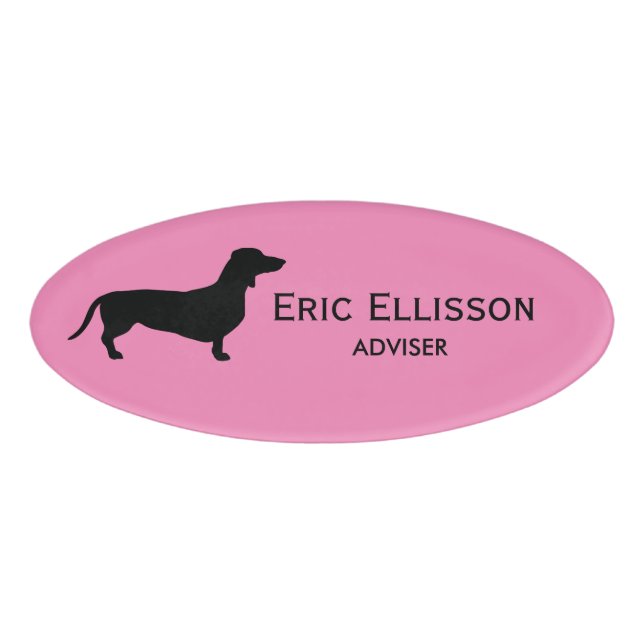 Badge D'identification Cheveux courts Dachshund - Silhouette 1 (Devant)