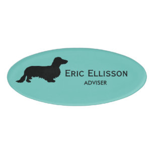 Badge D'identification Cheveux longs Dachshund - Silhouette 1