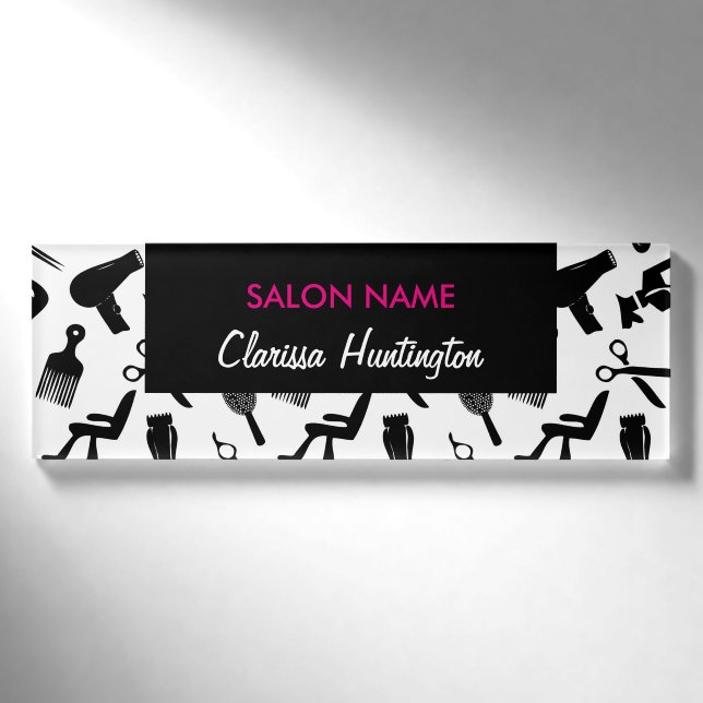 Badge D'identification Chic Hair Stylist Motif Nom personnalisé (Devant)
