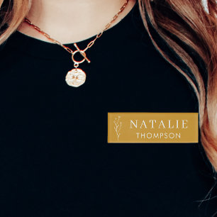 Badge D'identification Chic minimaliste Boho tendance moutarde jaune pers