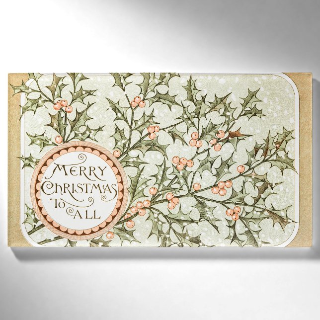 Badge D'identification Christmas Holly Jolie Antique Salutation (Devant)