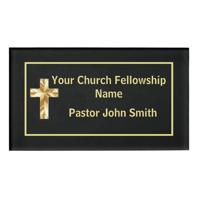 Badge D'identification Church Pastor Classy Noir (Devant)