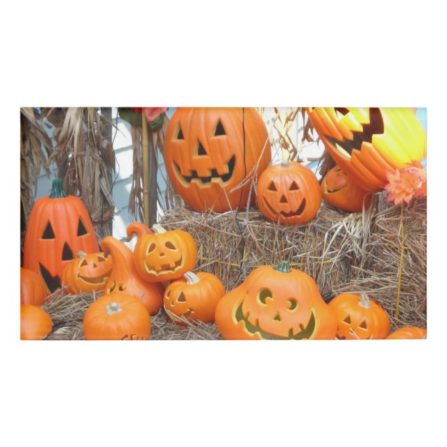 Badge D'identification Citrouille halloween Jack-o'-lantern orange citrou (Devant)