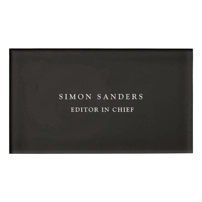 Badge D'identification Clair classique minimaliste unique Noir fumé (Devant)