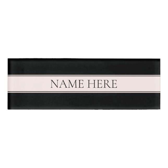 Badge D'identification Clair rose pâle Bleu Bande et Élégant Texte modifi (Devant)