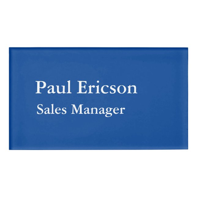 Badge D'identification Classique Elégant Plat Professionnel Bleu Profond (Devant)