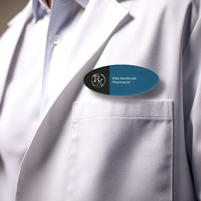 Badge D'identification Classy Pharmist Oval Nom Modèle de conception de b (Créateur téléchargé)