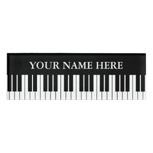 Badge D'identification Clés de piano noir et blanc marque de nom magnét