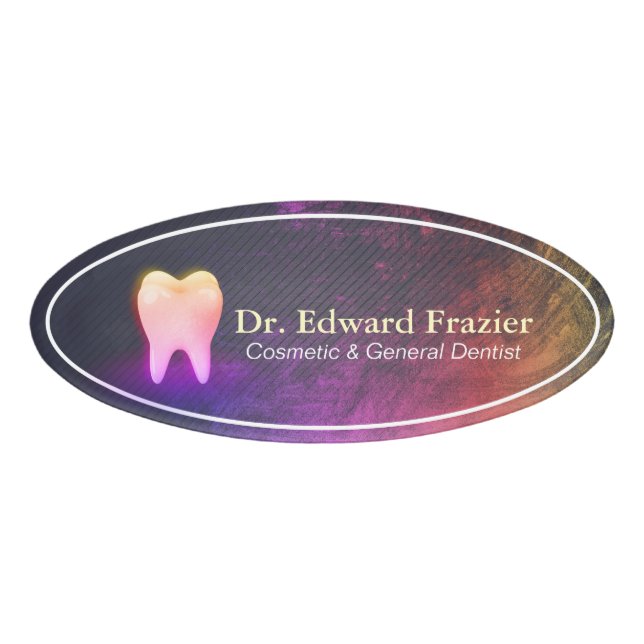 Badge D'identification Clinique dentaire professionnelle Rose Gold Tooth (Devant)
