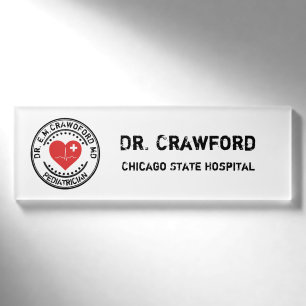 Badge D'identification Coeur ECG de docteur tampon en caoutchouc avec