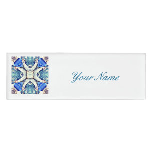 Badge D'identification Coeurs de mandala bleu motif Thunder_Cove