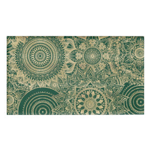 Badge D'identification Collection Mandala Gold Green