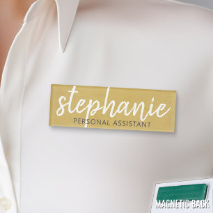 Badge D'identification Copie Girly de feuille d'or - manuscrit et titre