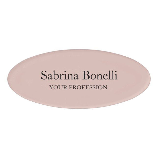 Badge D'identification Couleur or simple Rose unique et élégante (Devant)