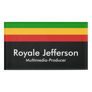 Badge D'identification COULEURS DE DRAPEAU RASTAFARI + votre nom et vos i
