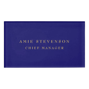 Badge D'identification Couleurs d'or bleu Professional Classic Plain