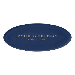Badge D'identification Couleurs d'or bleu professionnel tendance moderne