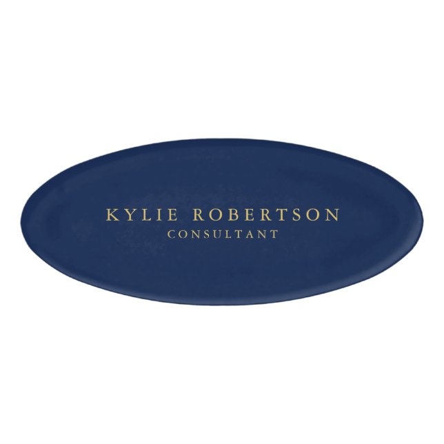 Badge D'identification Couleurs d'or bleu professionnel tendance moderne  (Devant)