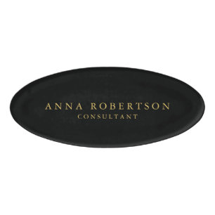 Badge D'identification Couleurs d'or noir professionnel minimaliste tenda