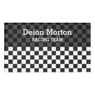 Badge D'identification Course de voiture / Motif d'échecs + votre backgr.