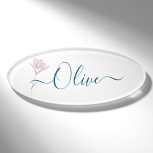 Badge D'identification Croquis floral aquarelle personnalisée