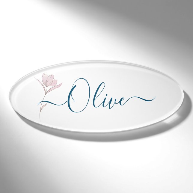 Badge D'identification Croquis floral aquarelle personnalisée (Devant)