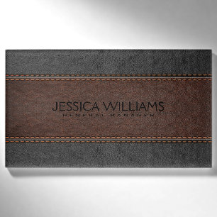 Badge D'identification Cuir Vintage Brown Et Noir