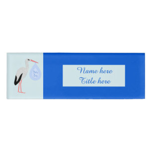 Badge D'identification Cute Blue Baby Boy Stork