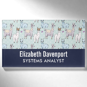 Badge D'identification Cute Llama Motif Pois