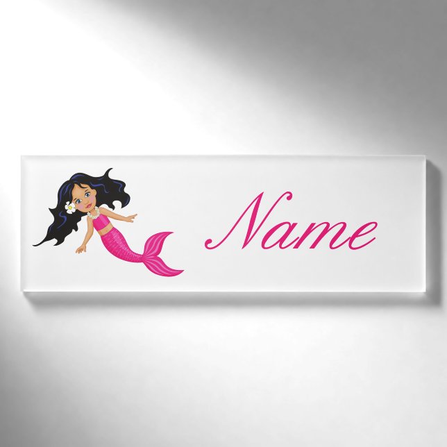 Badge D'identification Cute Mermaid à queue rose Thunder_Cove (Devant)