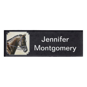 Badge D'identification Dark Bay Dressage Horse Blue Black