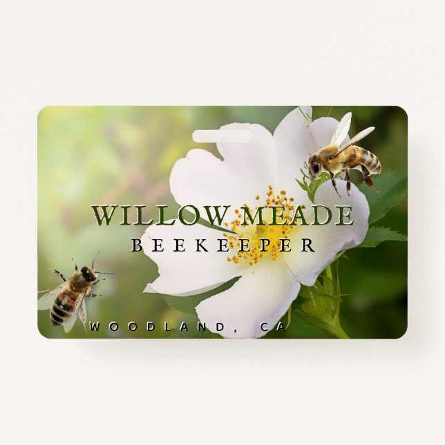 Badge d'identification de l'abeille avec fleur Ros (Devant)