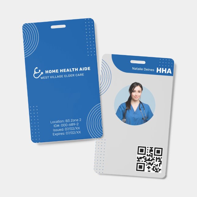 Badge d'identification de l'aide à domicile avec c (Avant & arrière)