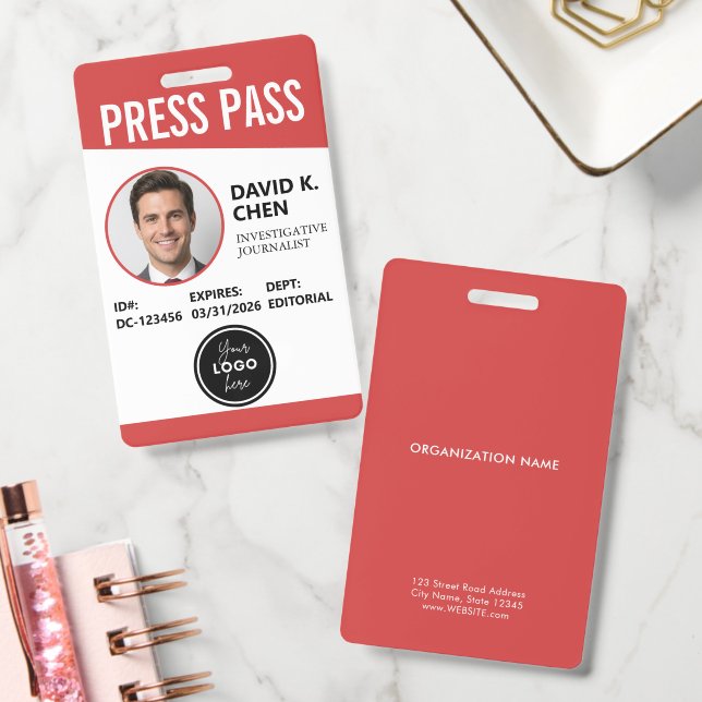 Badge d'identification de laissez-passer de presse (Bureau)