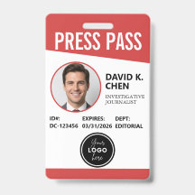 Badge d'identification de laissez-passer de presse