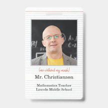 Badge d'identification de l'enseignant photo école