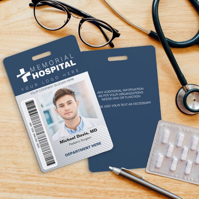 Badge d'identification de l'hôpital avec photo et  (Créateur téléchargé)