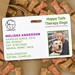 Badge d'identification de photo de chien de thérap