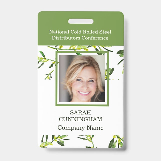 Badge d'identification de photo de feuillage vert  (Avant)