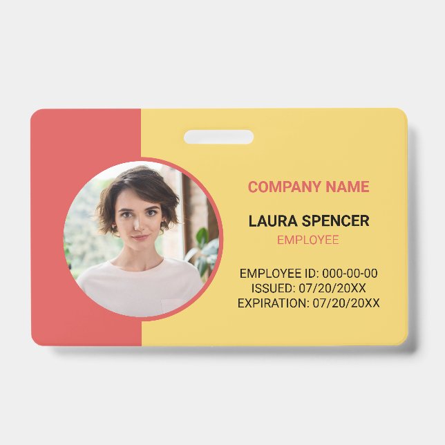Badge d'identification de photo d'employé horizont (Avant)