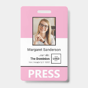 Badge d'identification de presse élégant avec phot